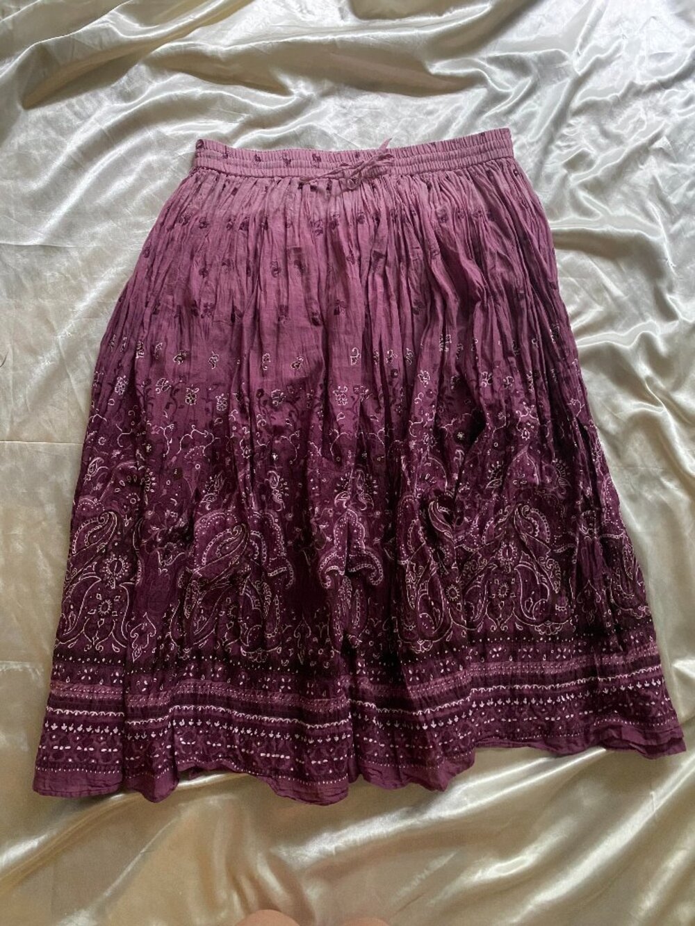 Vintage y2k Phool Purple Paisley Bandana Boho Peasant Skirt Size PXL Hippie